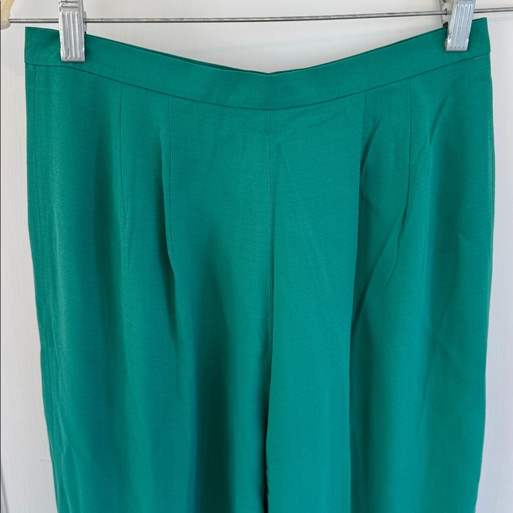 NWT Vintage Casual Corner Teal Green Silk Pants Sz 8 13" high rise 30" inseam - Picture 3 of 6